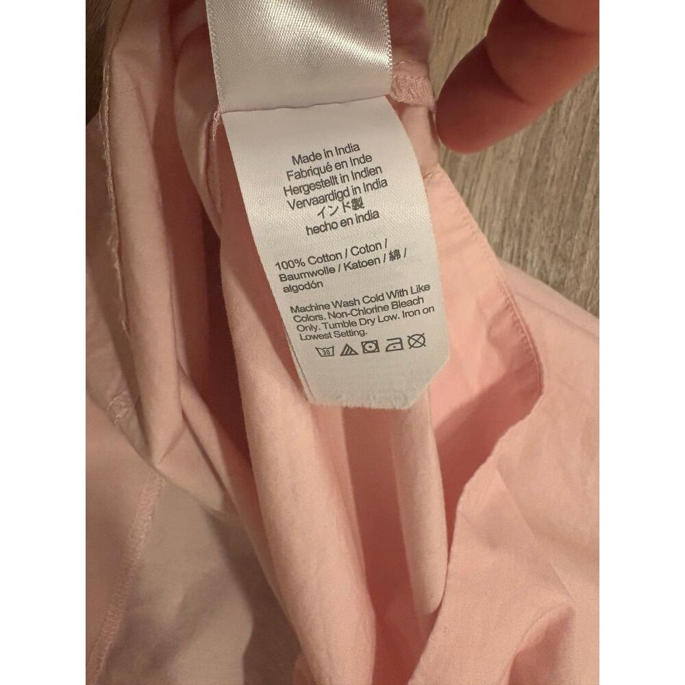 J.Crew Pink Cotton Midi Dress L Puff Sleeve Square Neck Button Front Cottagecore - Picture 14 of 16